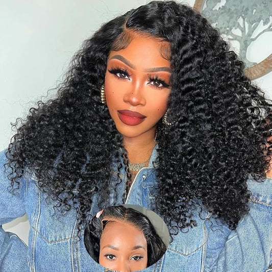 18 Inch Human Hair Water Wave Glueless Wig, Pre-Plucked Pre-Cut HD Lace Front, 180% Density, Ready-to-Wear Natural Look Wig for Black Women